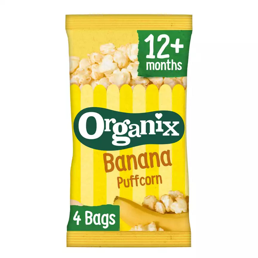 Organix Banana Puffcorn Toddler Snack x4 10g  12+ months