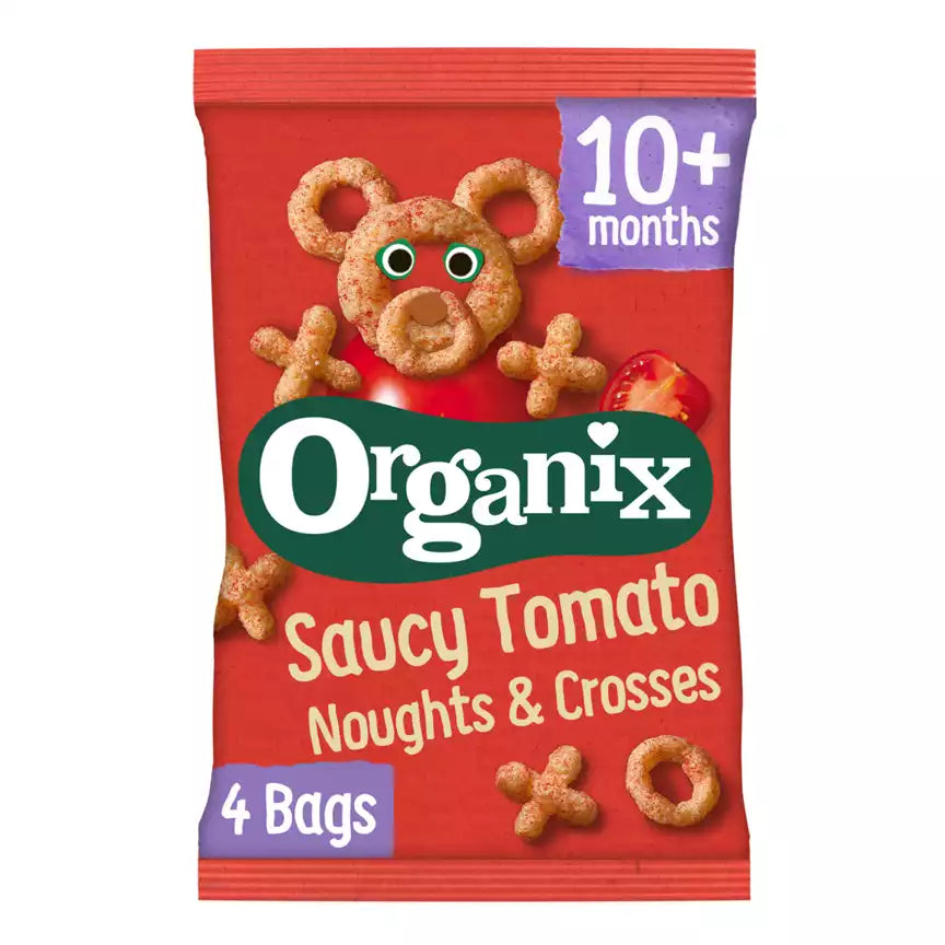 Organix Tomato Noughts & Crosses Corn Puffs Organic 4x15g  10+months