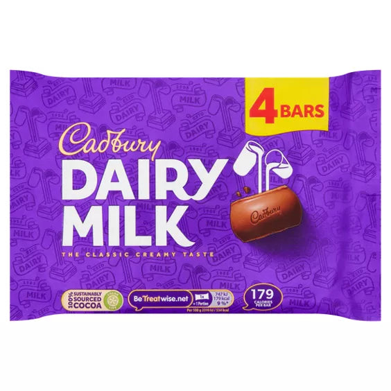 Cadbury Dairy Milk Chocolate Bars 4 Pack